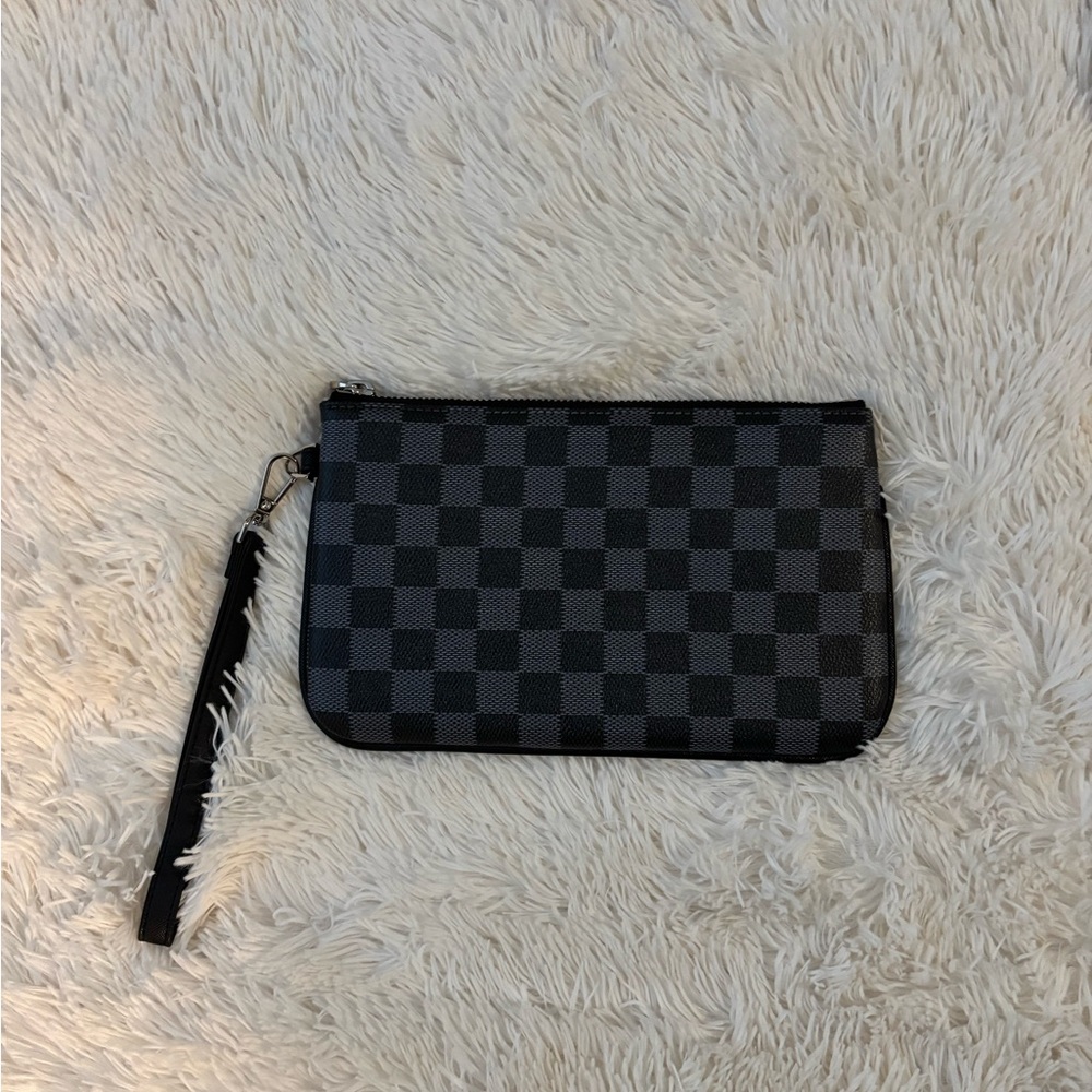 Unisex Black Monogram Pouchette/Wristlet
